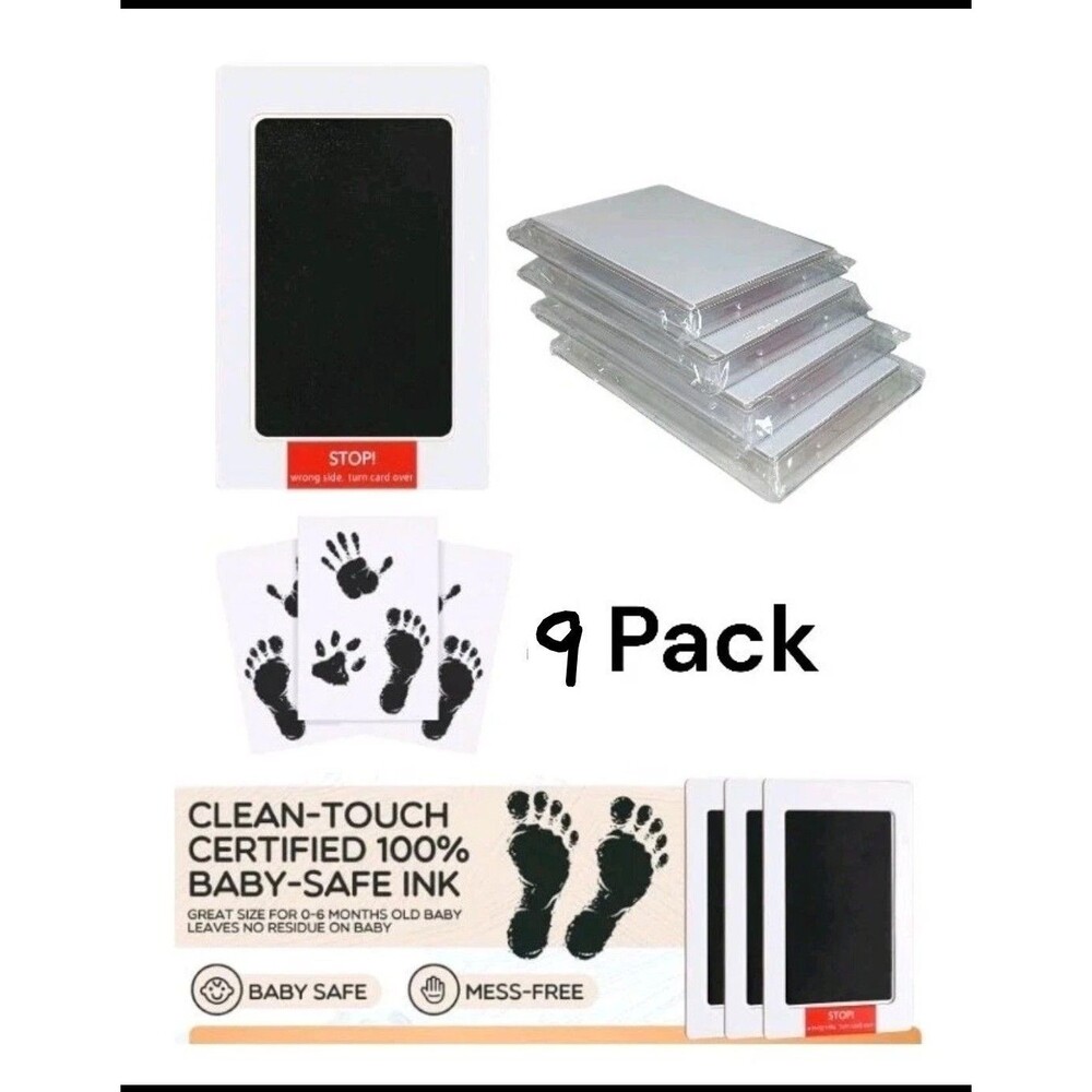 Jetec 9 Set Inkless Baby Footprint and Handprint Kit, Clean Touch Ink Pad For Ba